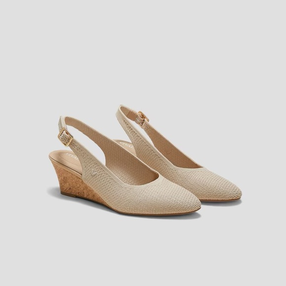 Vivaia Almond Toe Beige Slingback Wedge Tamia in Almond Crochet-Still Full Price - Picture 3 of 16